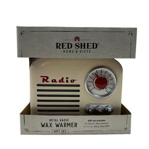 Red Shed Retro Metal Radio Scent Wax Warmer + Mulled Cider Scent Wax Melts ~GIFT